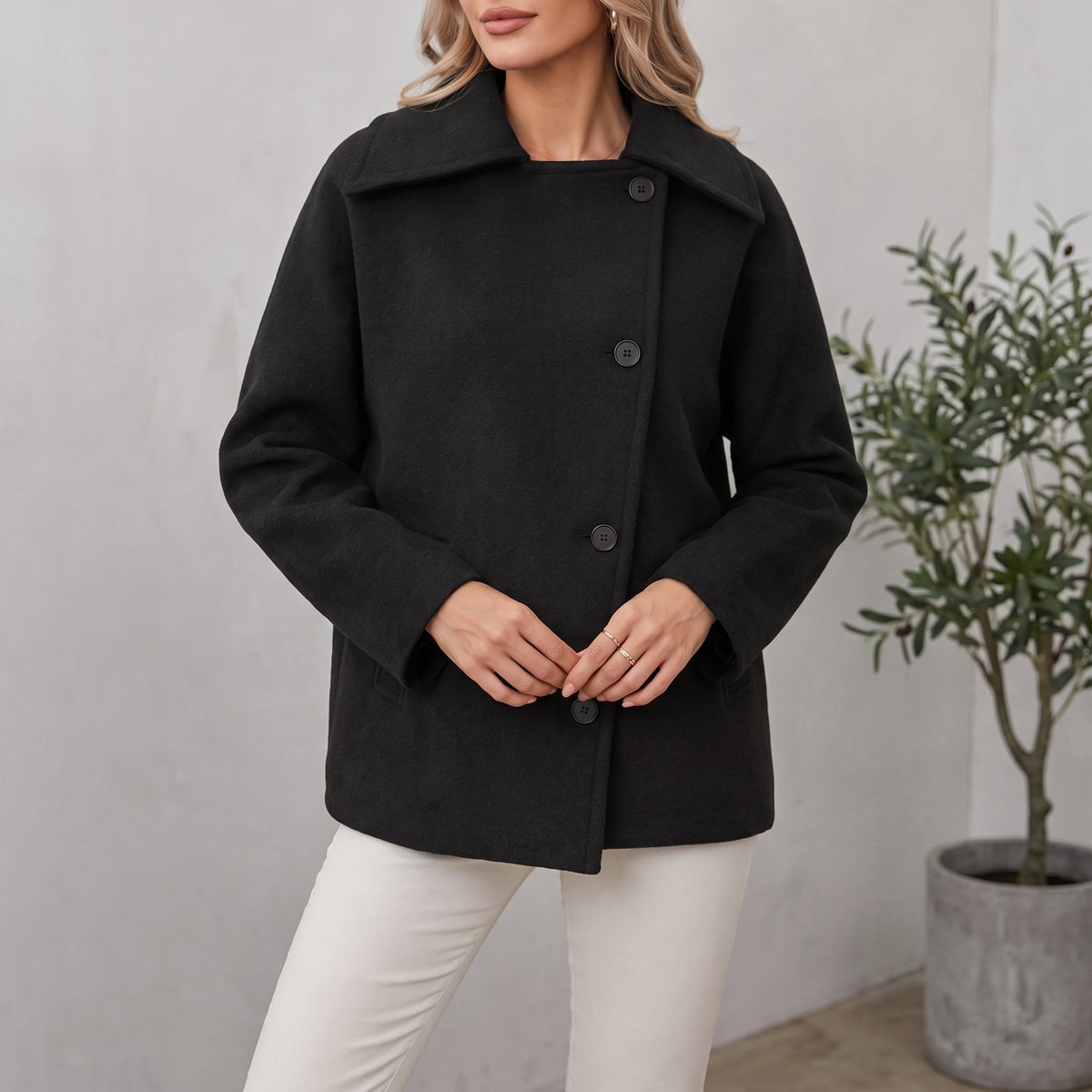 Elvara | Women's Oversized Longline Cocoon Notch-Collar Winter Coat