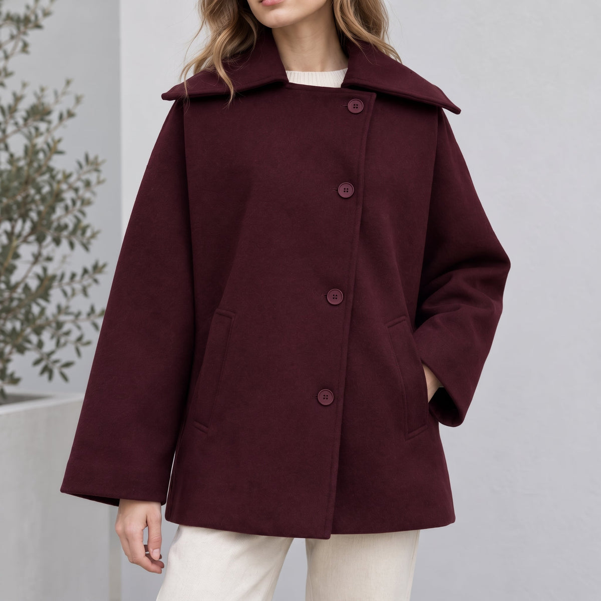 Elvara | Women's Oversized Longline Cocoon Notch-Collar Winter Coat