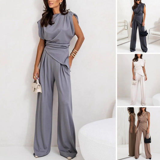 Seravelle | Women's Draped Wide Leg Co-Ord Set