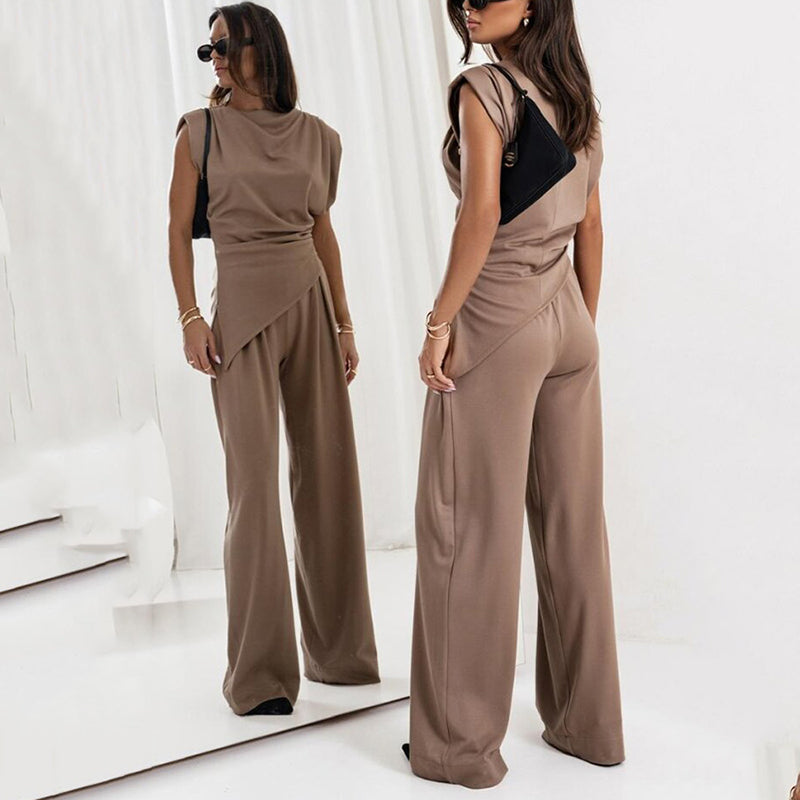 Seravelle | Women's Draped Wide Leg Co-Ord Set