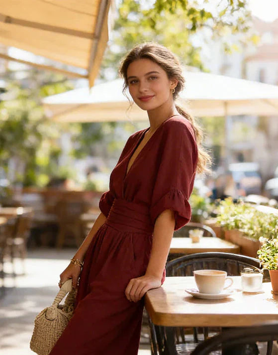 Alessia | Women's V-Neck Wide Leg Jumpsuit