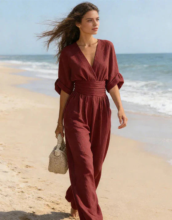 Alessia | Women's V-Neck Wide Leg Jumpsuit