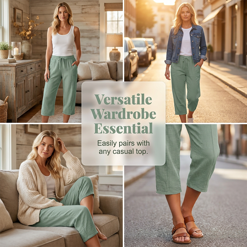 Lina | Relaxed Cotton Linen Capri Pants