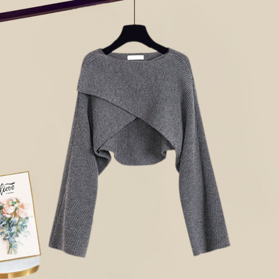 Elowyn | Women's Midi Dress & Cropped Cardigan Set