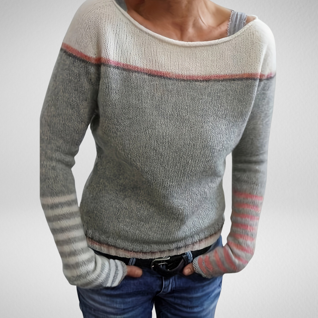 Tavitha | Women's Striped Boat Neck Knitted Jumper