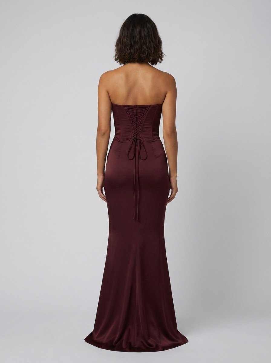 Women's Strapless Corset Christmas Party Maxi Dress