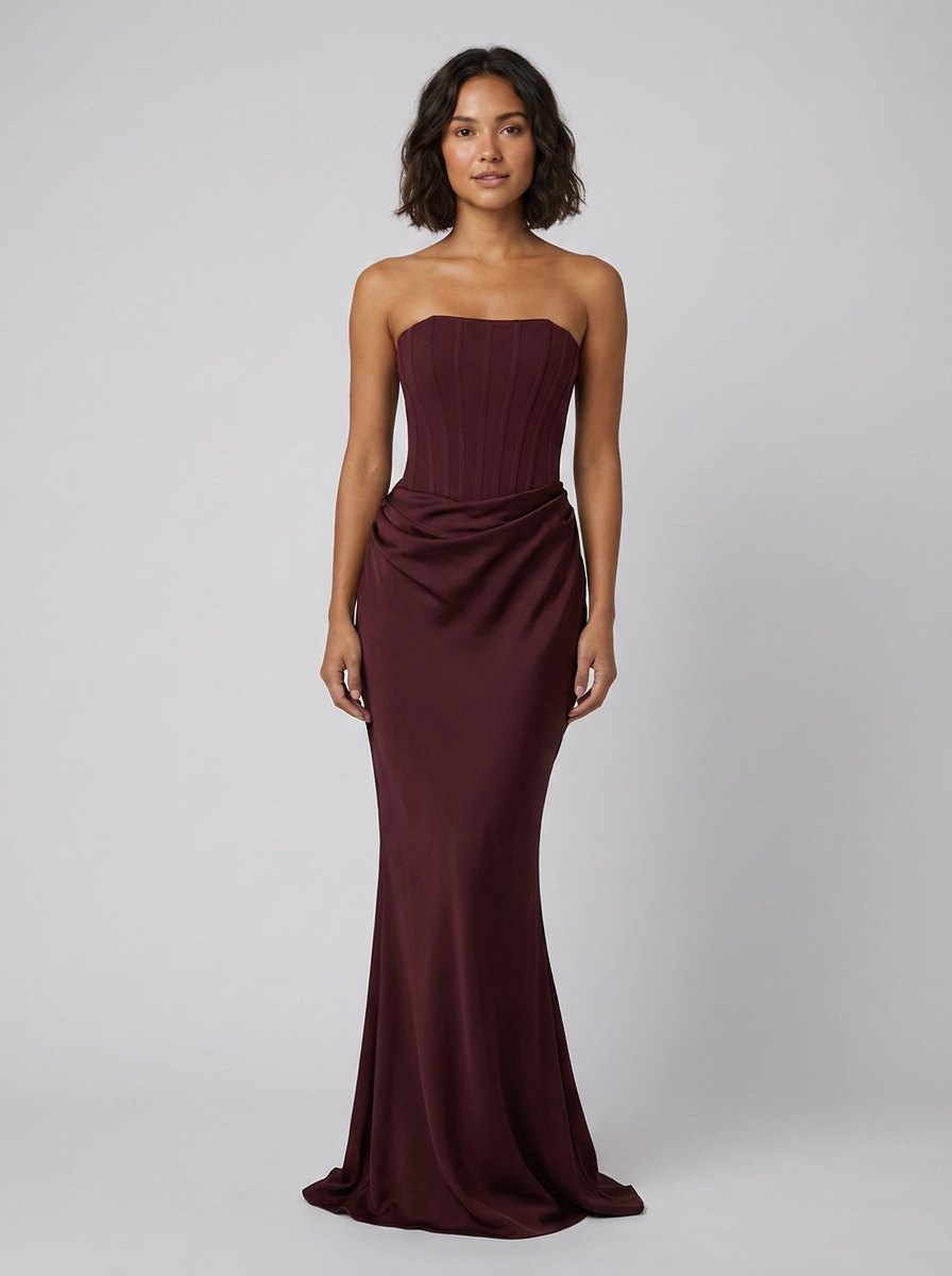 Women's Strapless Corset Christmas Party Maxi Dress