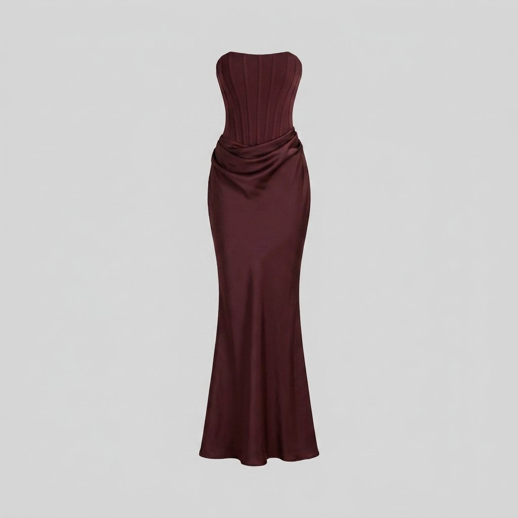 Women's Strapless Corset Christmas Party Maxi Dress