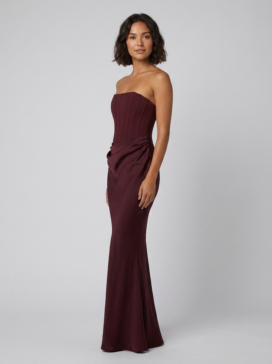 Women's Strapless Corset Christmas Party Maxi Dress