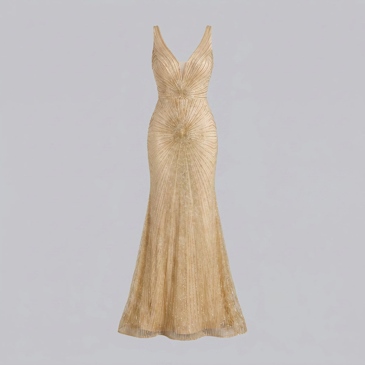 Women's Beaded Fit-and-Flare Christmas Party Gown