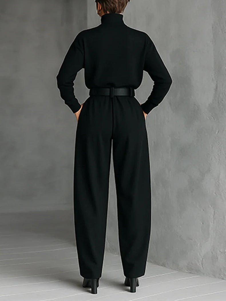 Genevieve | Elegant Turtleneck Two Piece Trouser Set for Women