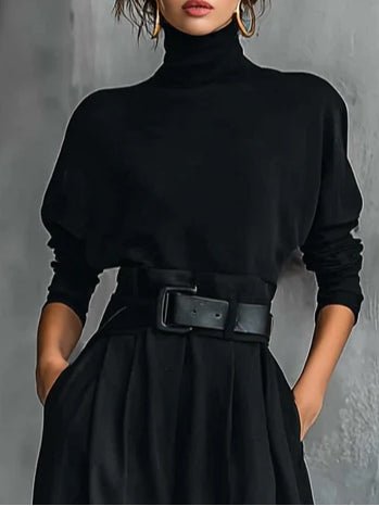 Genevieve | Elegant Turtleneck Two Piece Trouser Set for Women