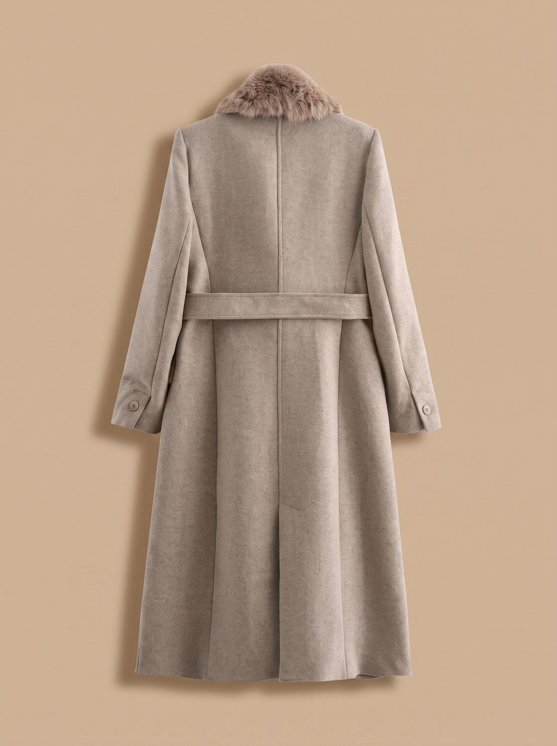 Ivy | Belted Faux Fur Collar Longline Coat