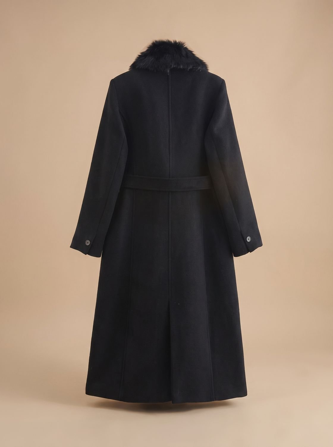 Ivy | Belted Faux Fur Collar Longline Coat