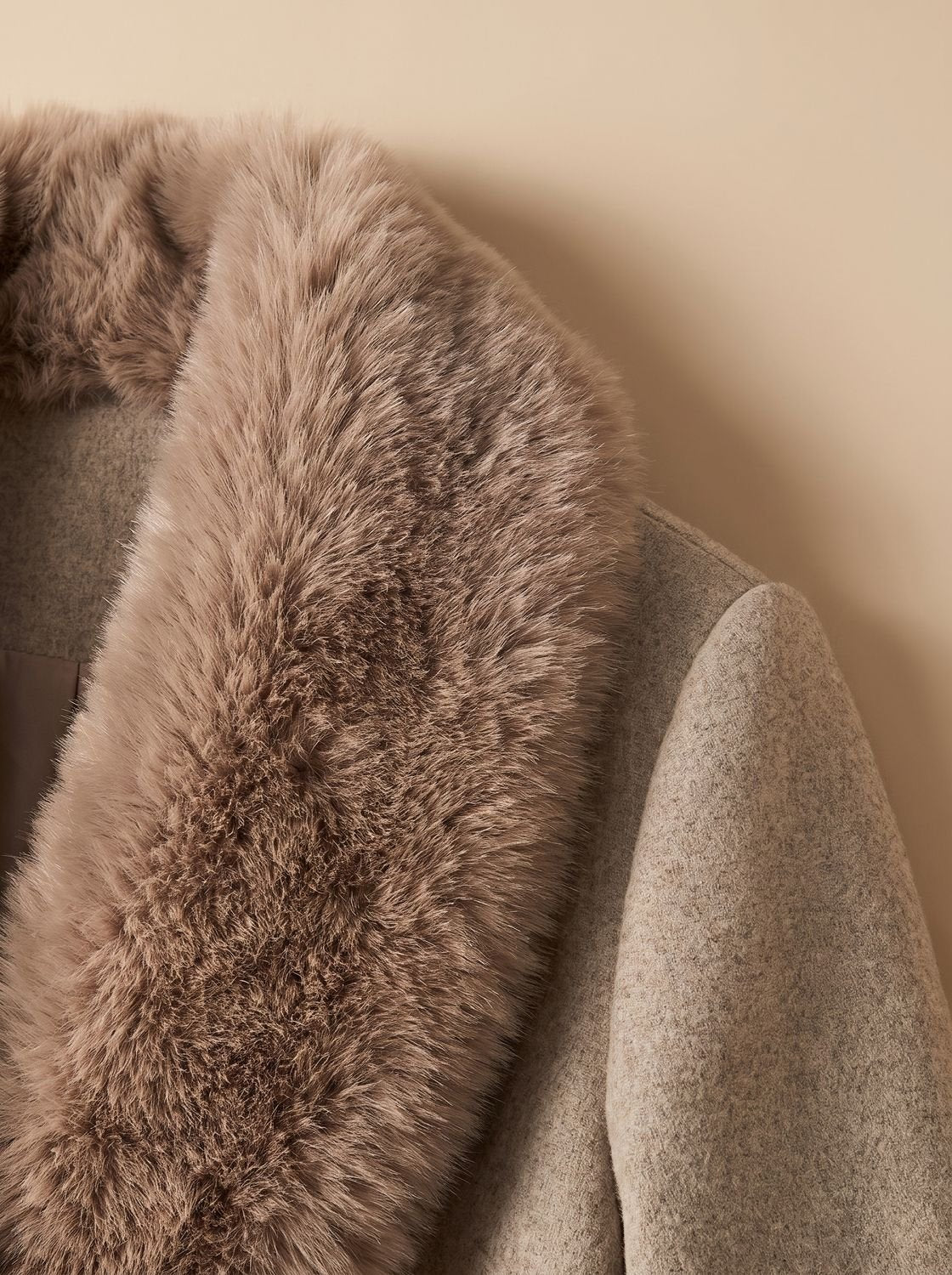 Ivy | Belted Faux Fur Collar Longline Coat