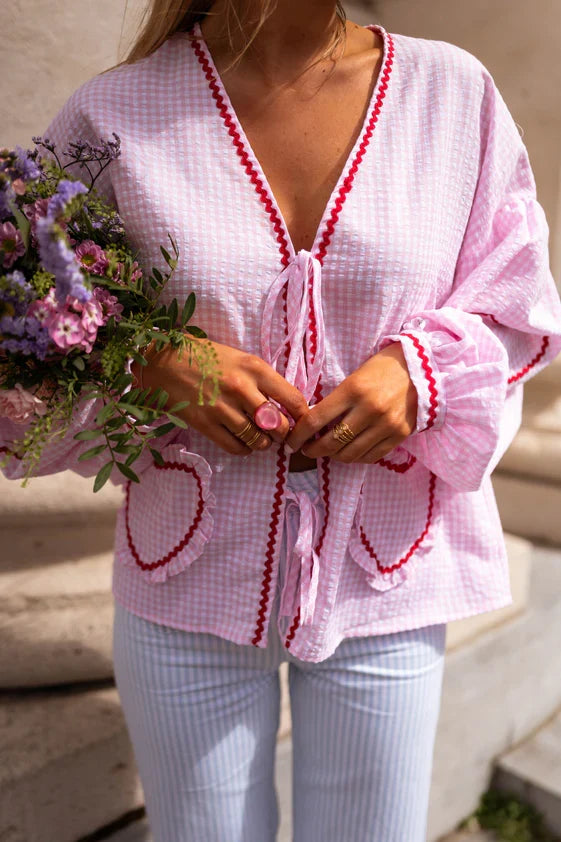 Maristelle | Women's Ruffle Tie-Neck Blouse