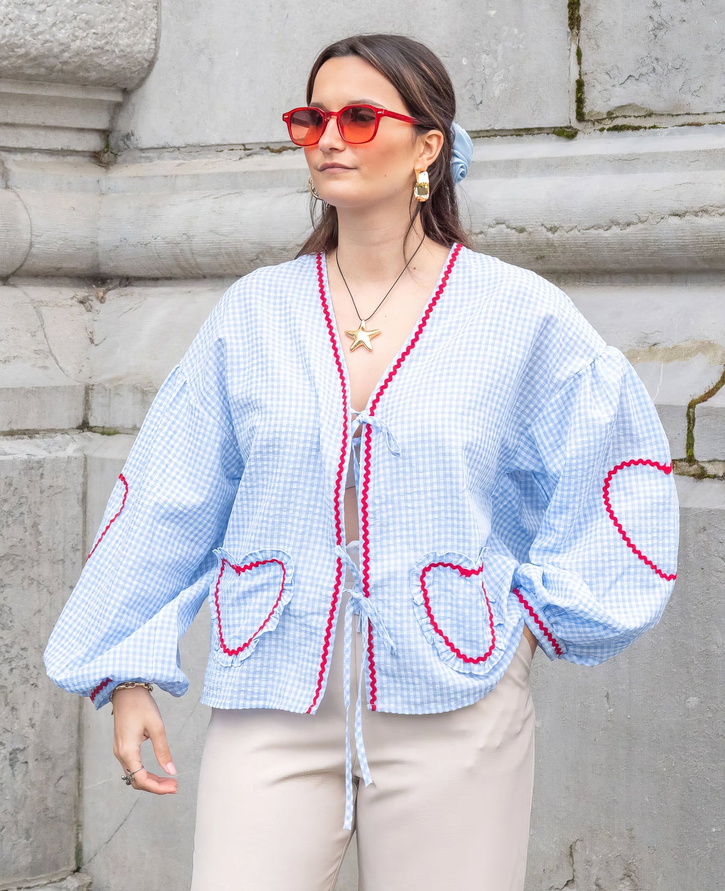 Maristelle | Women's Ruffle Tie-Neck Blouse