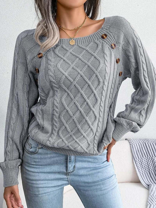 Colette | Square Neck Cable Knit Sweater