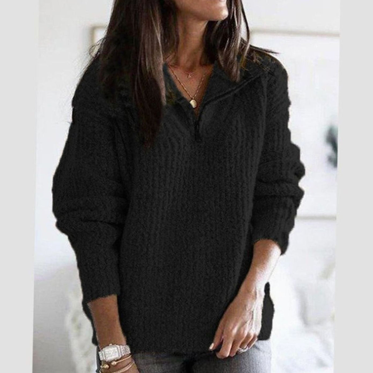 Ottoline | Cable Knit Zip-Up Jumper