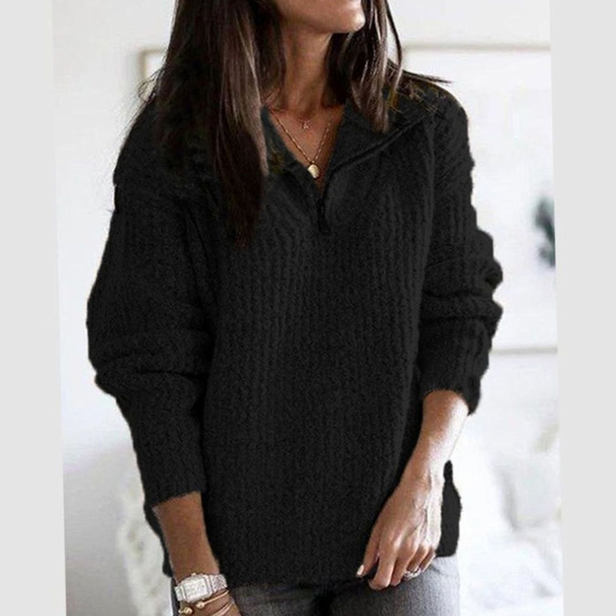 Ottoline | Cable Knit Zip-Up Jumper