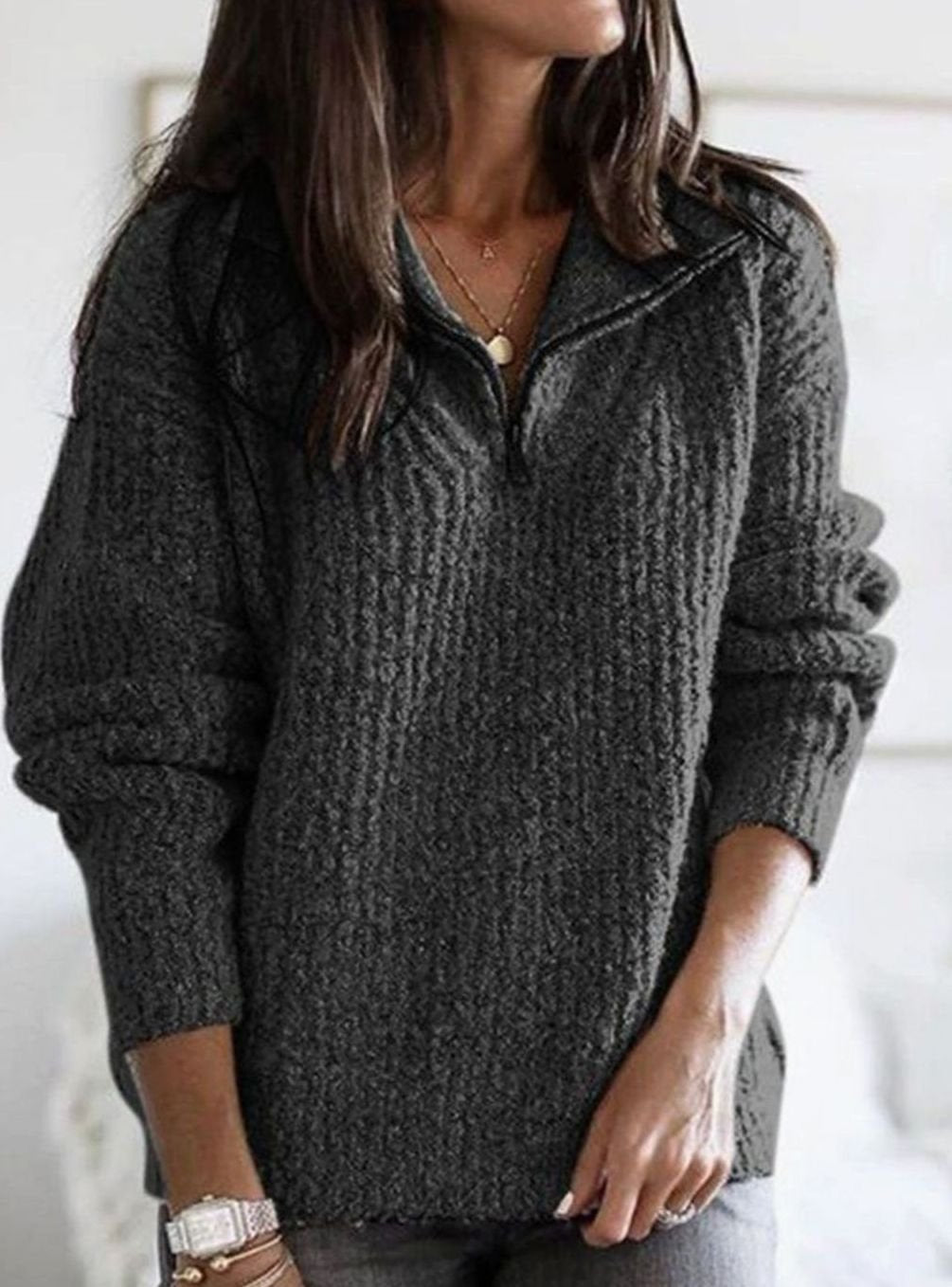 Ottoline | Cable Knit Zip-Up Jumper