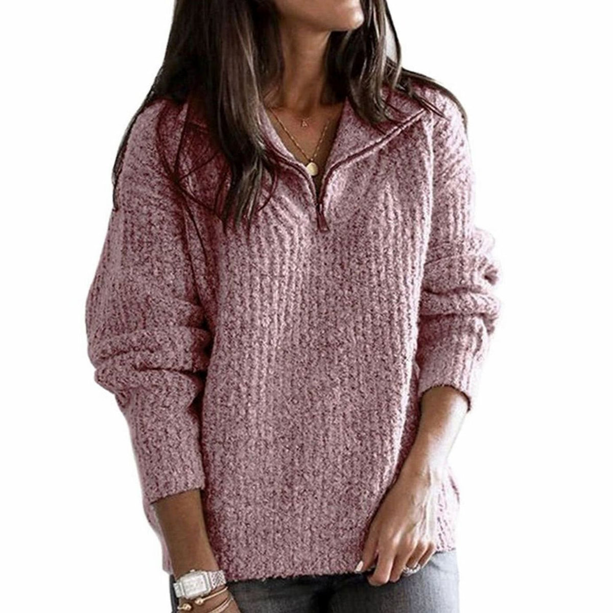 Ottoline | Cable Knit Zip-Up Jumper