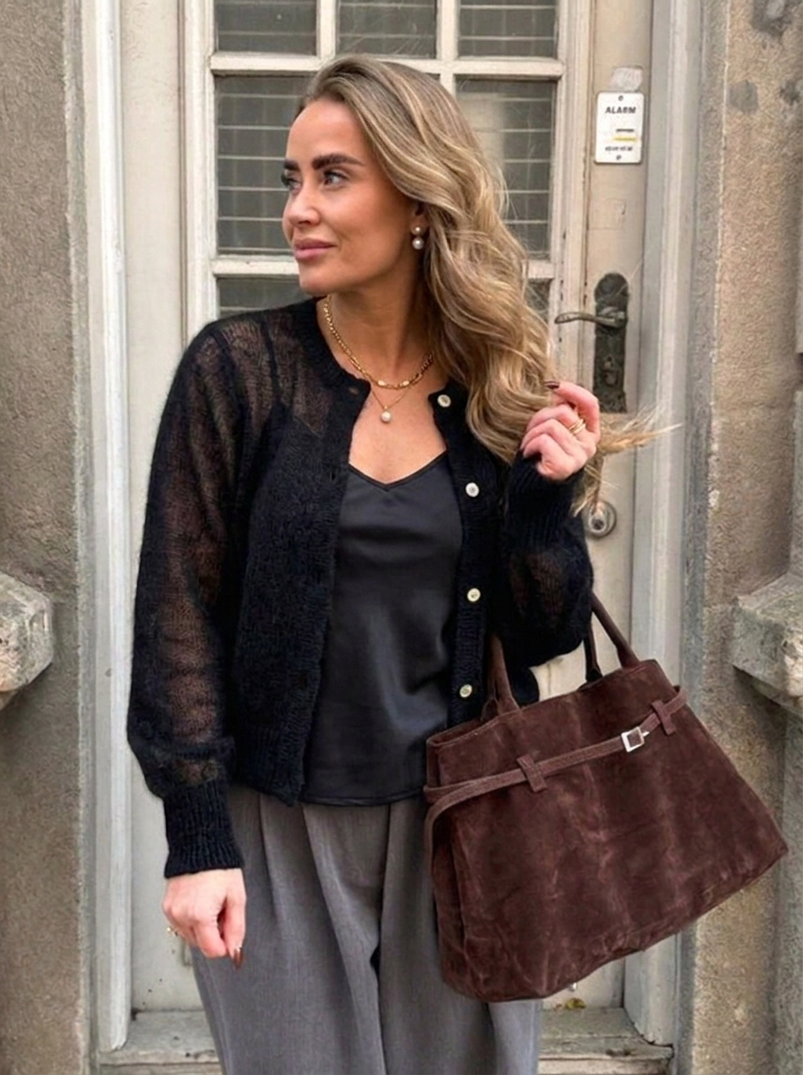 Évarine | Women's Oversized Open-Knit Cardigan