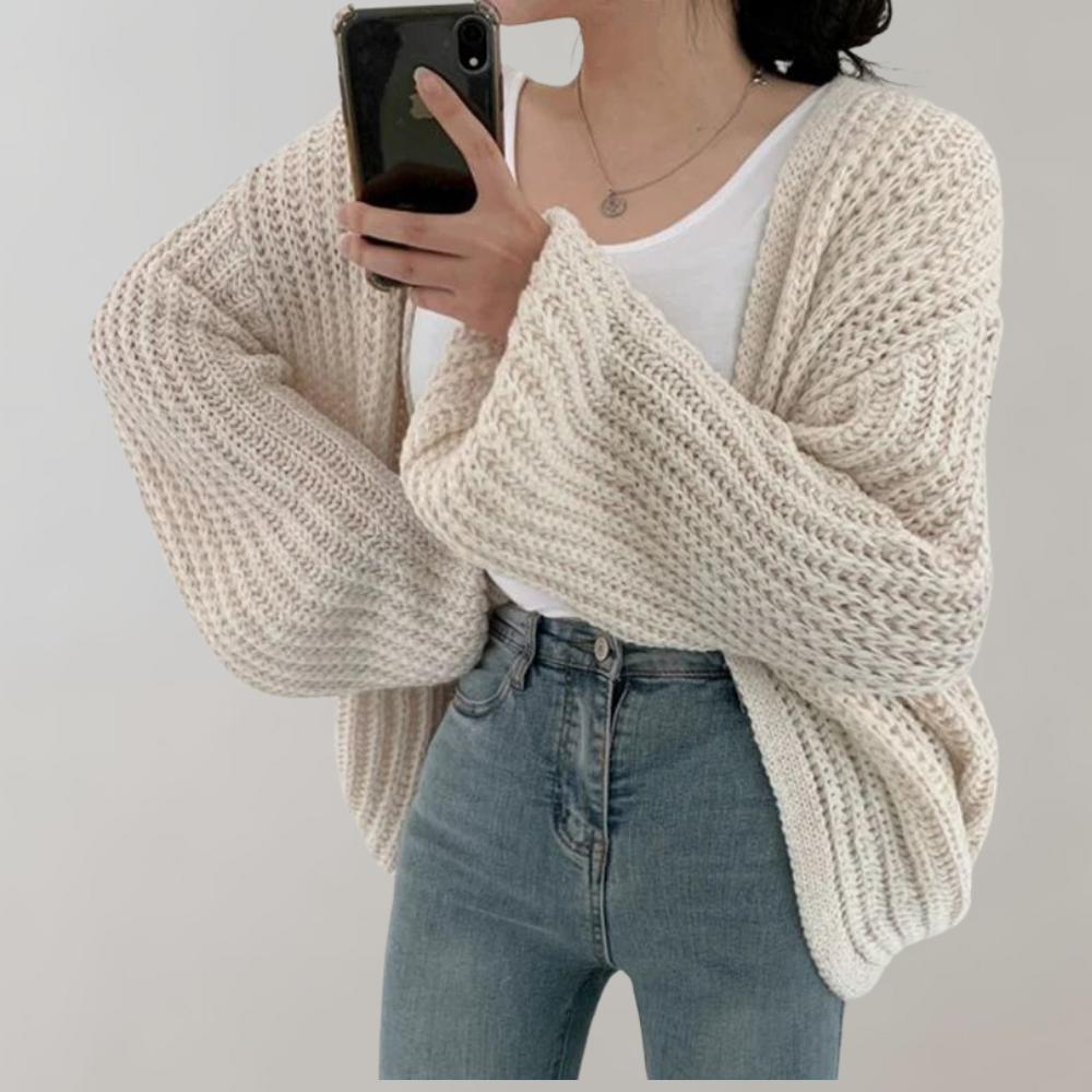 Maëlys | Women's Chunky Knit Balloon Sleeve Cardigan