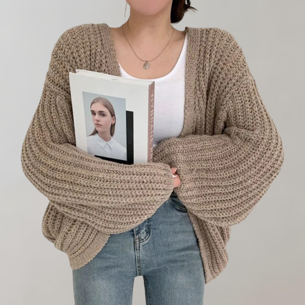 Maëlys | Women's Chunky Knit Balloon Sleeve Cardigan