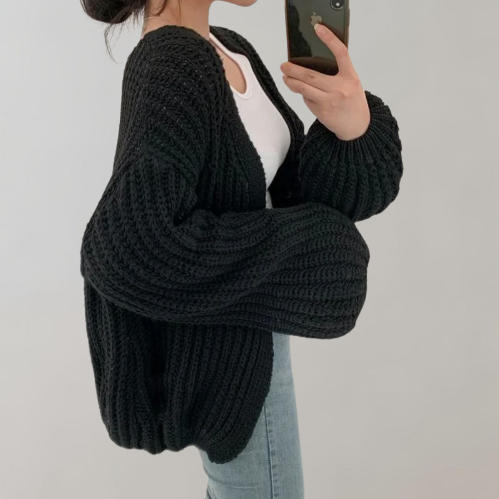 Maëlys | Women's Chunky Knit Balloon Sleeve Cardigan