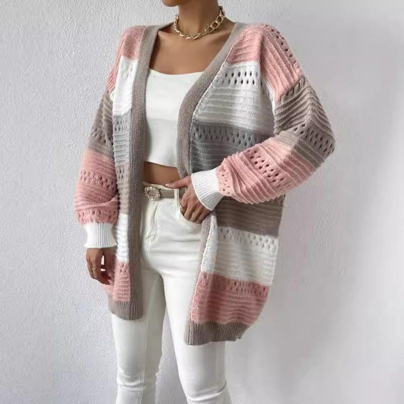 Elowen | Women's Colour-Block Pointelle Cardigan