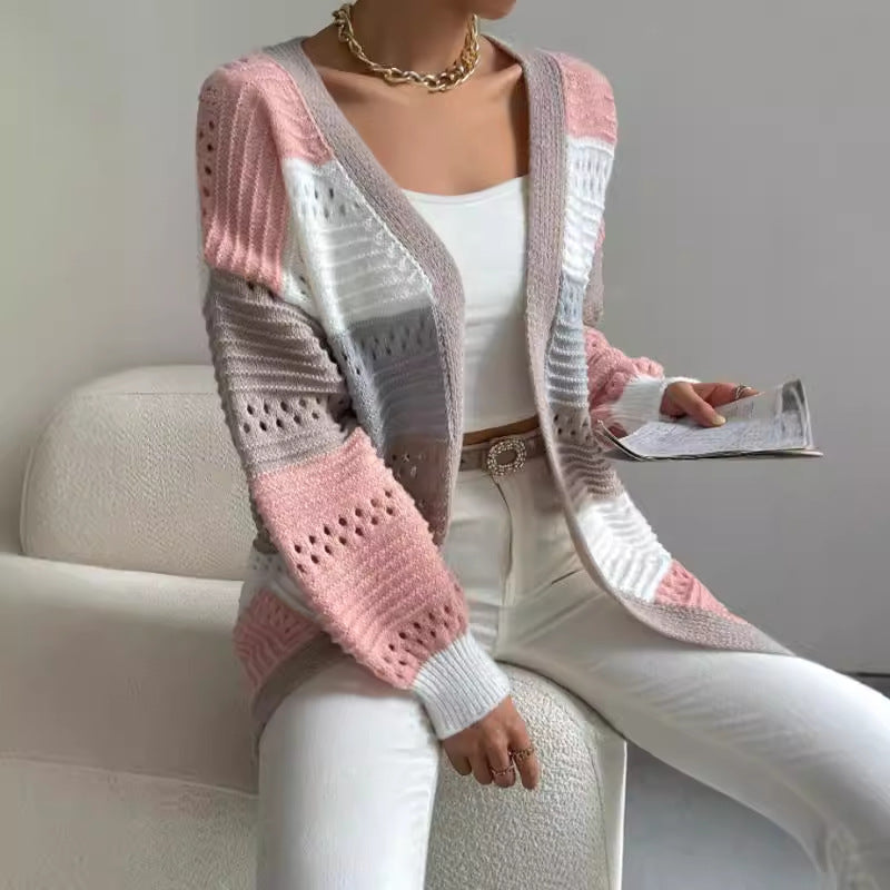 Elowen | Women's Colour-Block Pointelle Cardigan