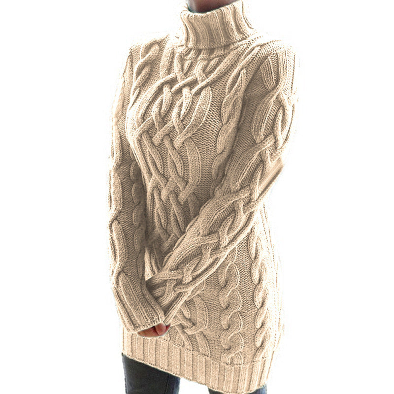 Virella | Cable Knit Turtleneck Sweater Dress