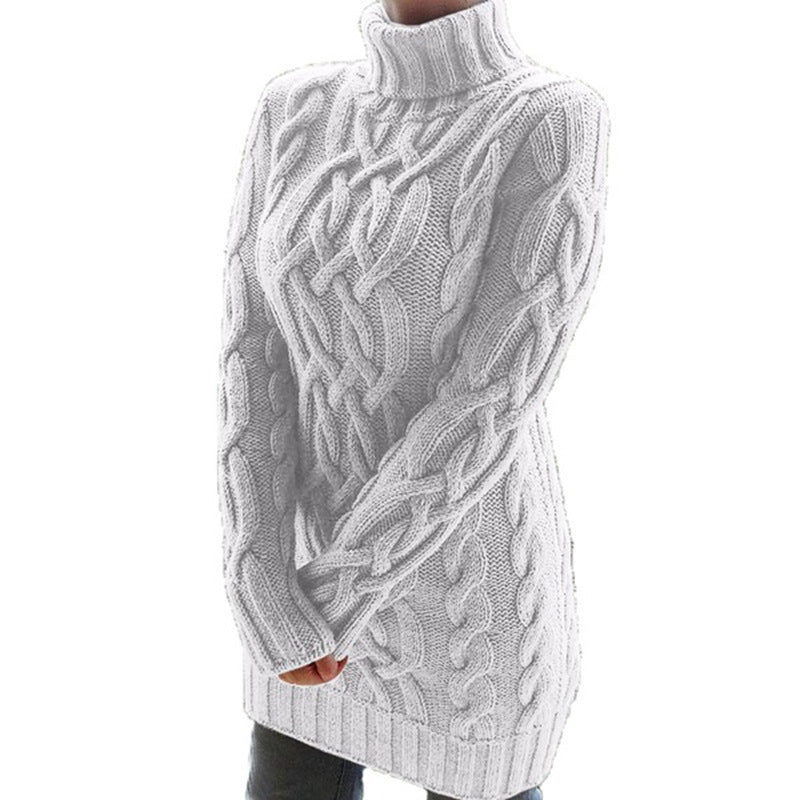 Virella | Cable Knit Turtleneck Sweater Dress