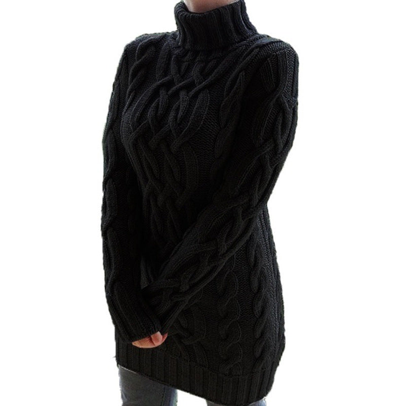 Virella | Cable Knit Turtleneck Sweater Dress