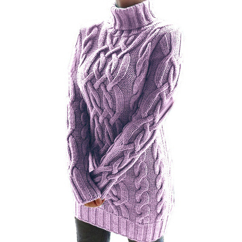 Virella | Cable Knit Turtleneck Sweater Dress