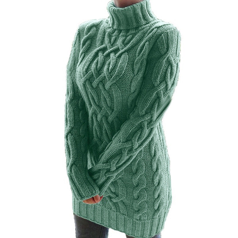 Virella | Cable Knit Turtleneck Sweater Dress