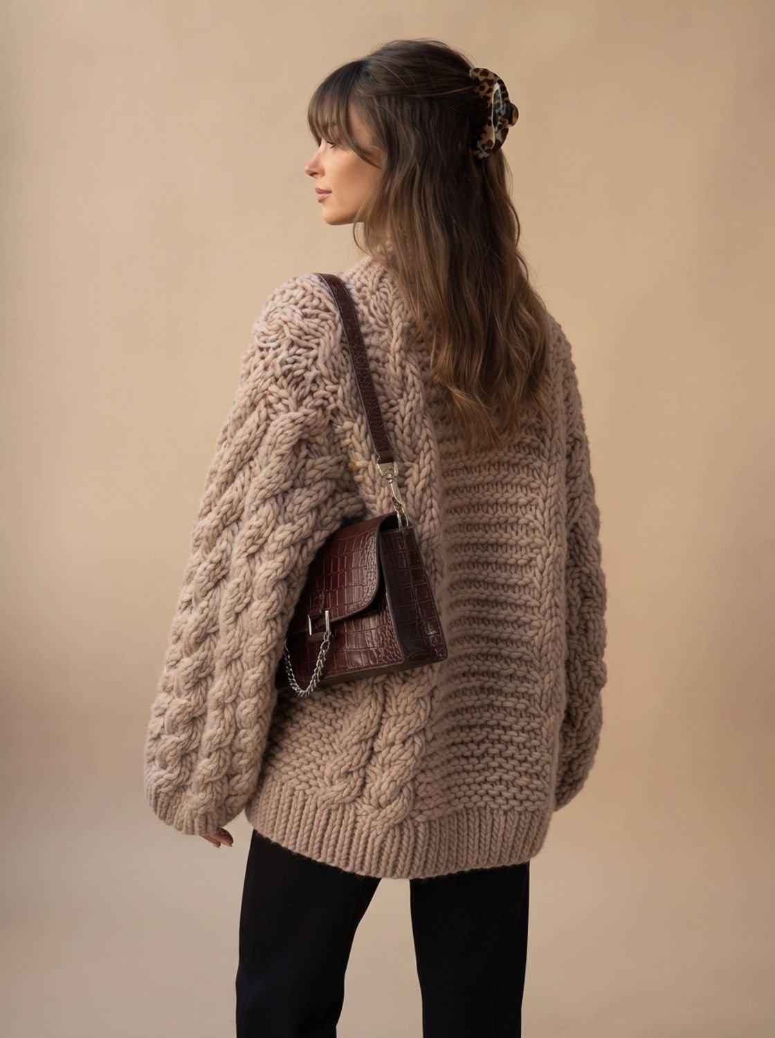 Ambrose | Women's Chunky Cable Knit Oversized Dropped-Shoulder Jumper