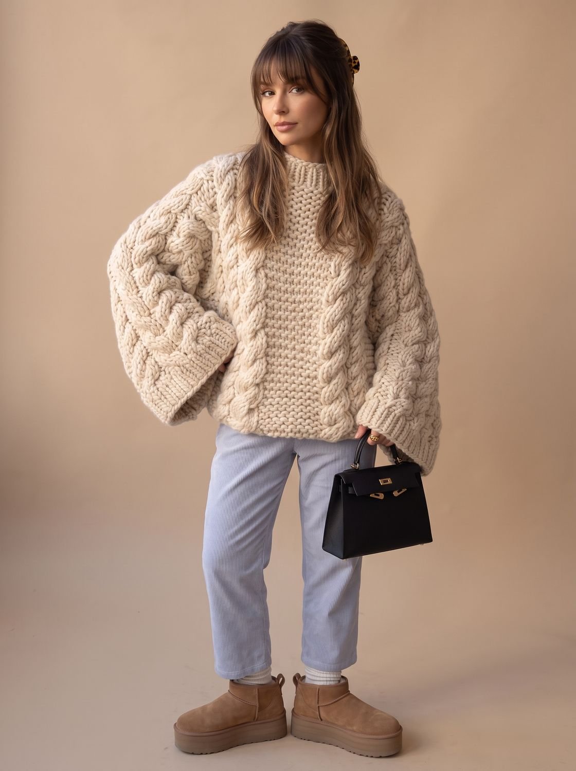 Ambrose | Women's Chunky Cable Knit Oversized Dropped-Shoulder Jumper