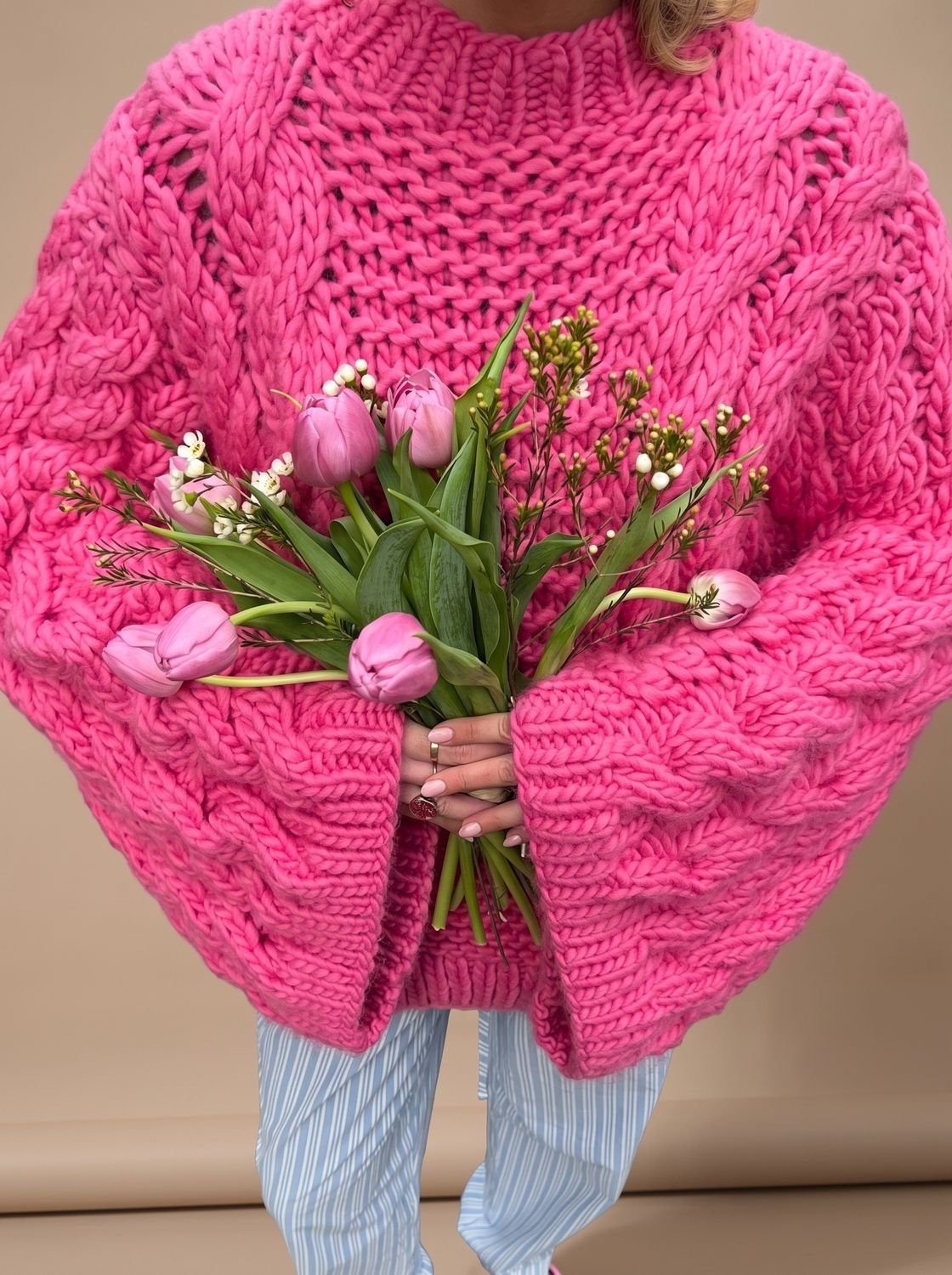 Ambrose | Women's Chunky Cable Knit Oversized Dropped-Shoulder Jumper