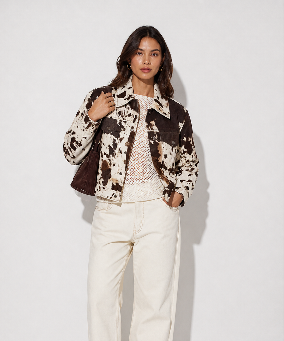 Winora | Women's Cow Print Faux Fur Jacket