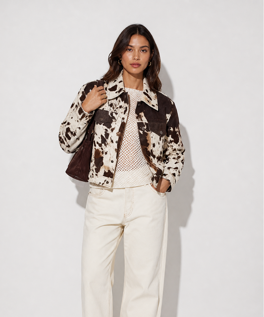 Winora | Women's Cow Print Faux Fur Jacket