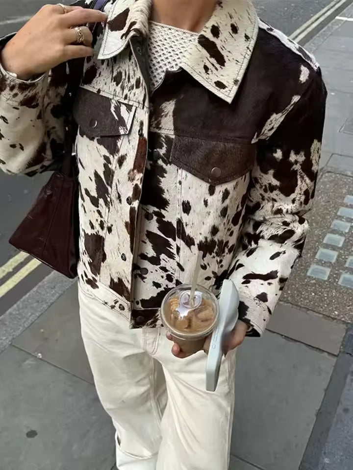 Winora | Women's Cow Print Faux Fur Jacket