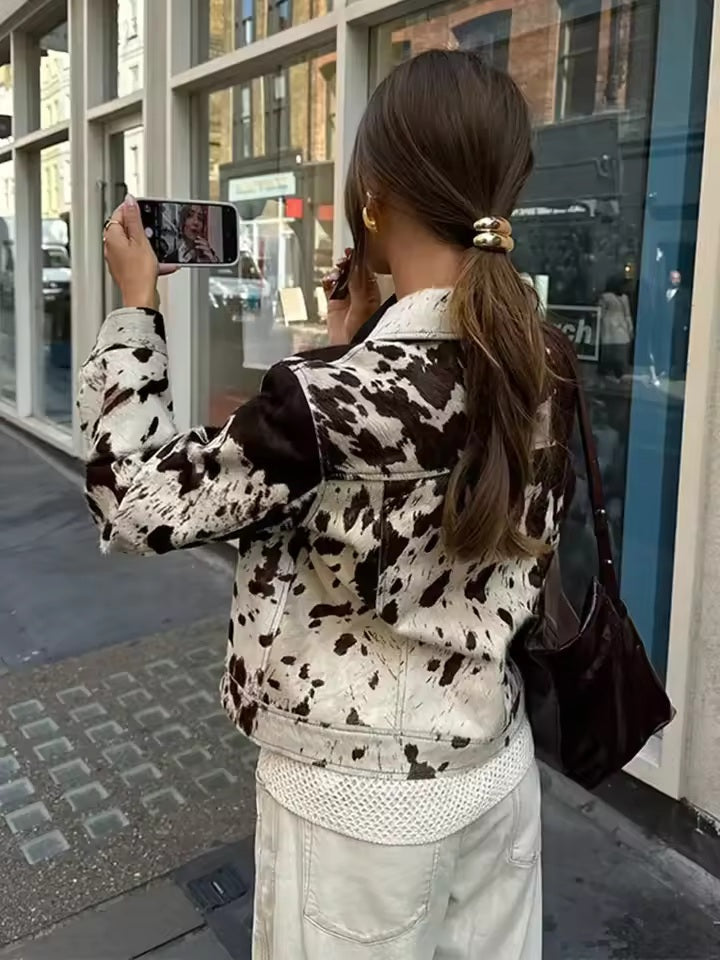 Winora | Women's Cow Print Faux Fur Jacket