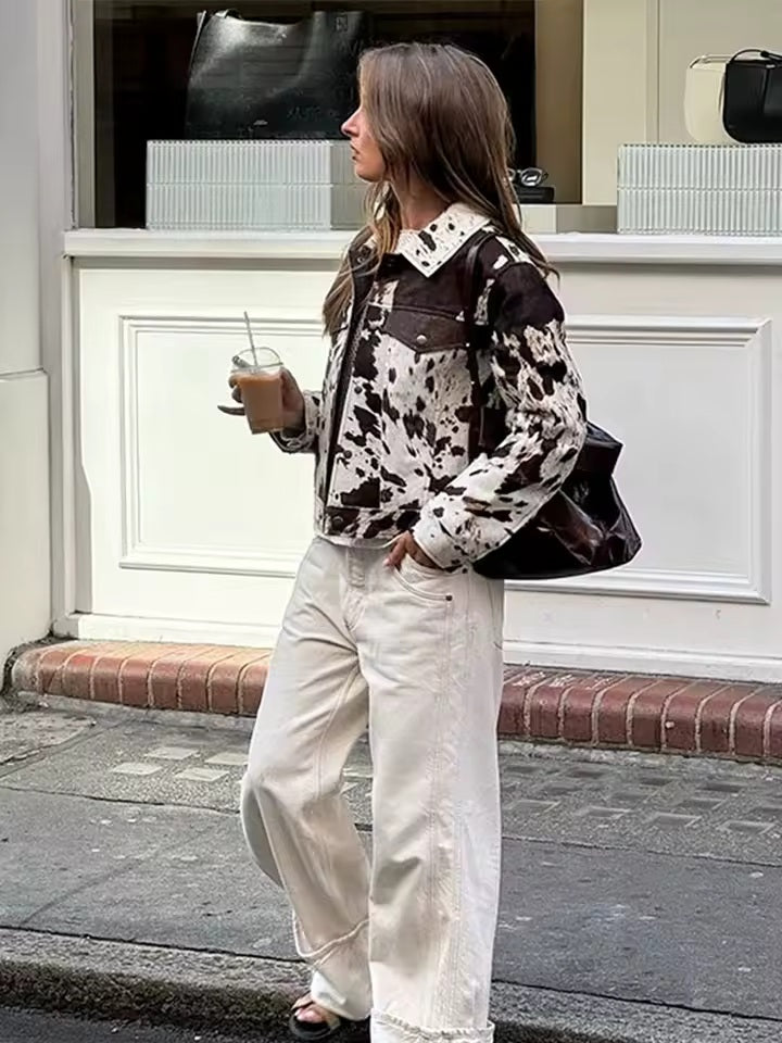 Winora | Women's Cow Print Faux Fur Jacket