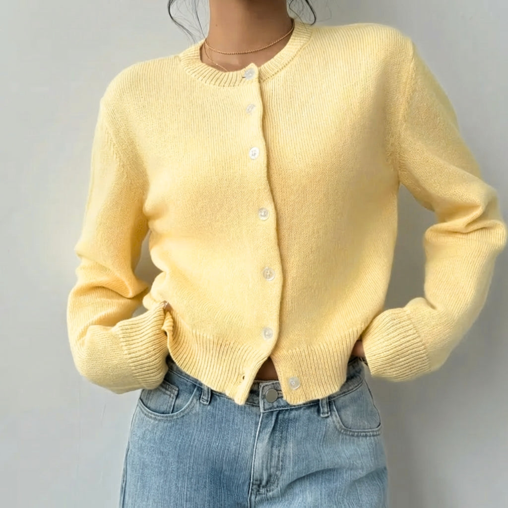 Évarielle | Women's Cropped Button Knit Cardigan