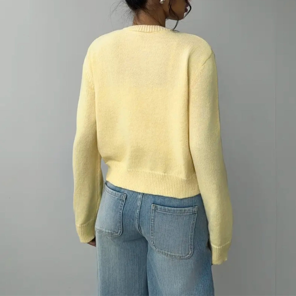 Évarielle | Women's Cropped Button Knit Cardigan