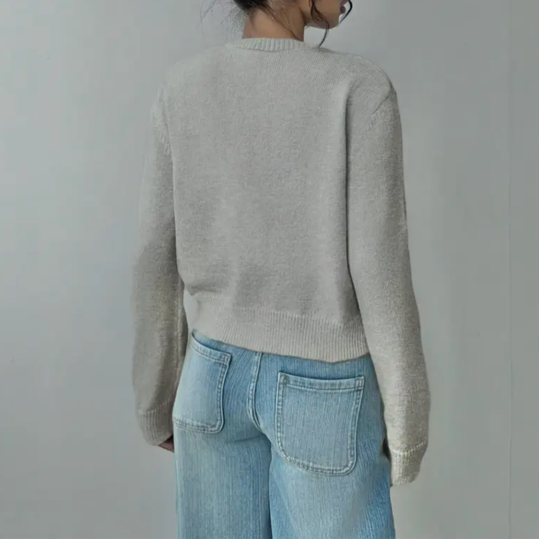 Évarielle | Women's Cropped Button Knit Cardigan