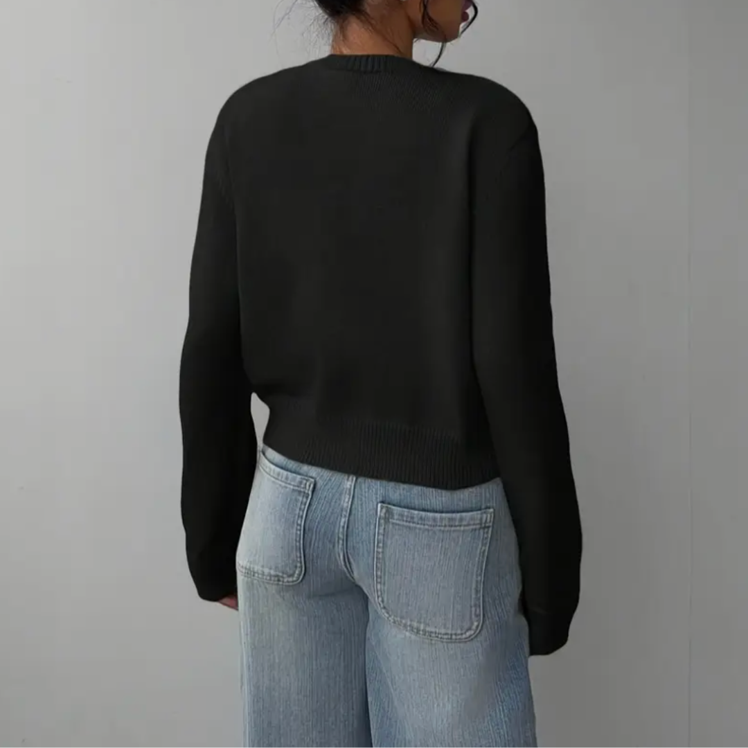 Évarielle | Women's Cropped Button Knit Cardigan