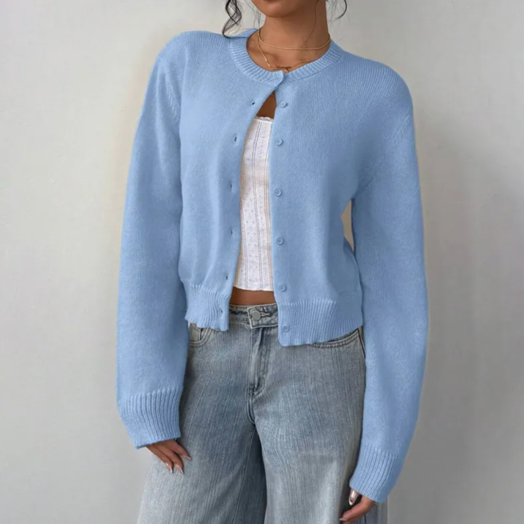 Évarielle | Women's Cropped Button Knit Cardigan